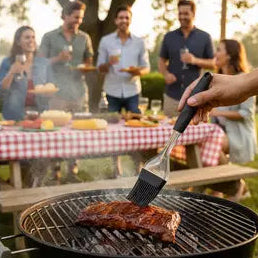 Bagepensel i sort silikone til grillmad