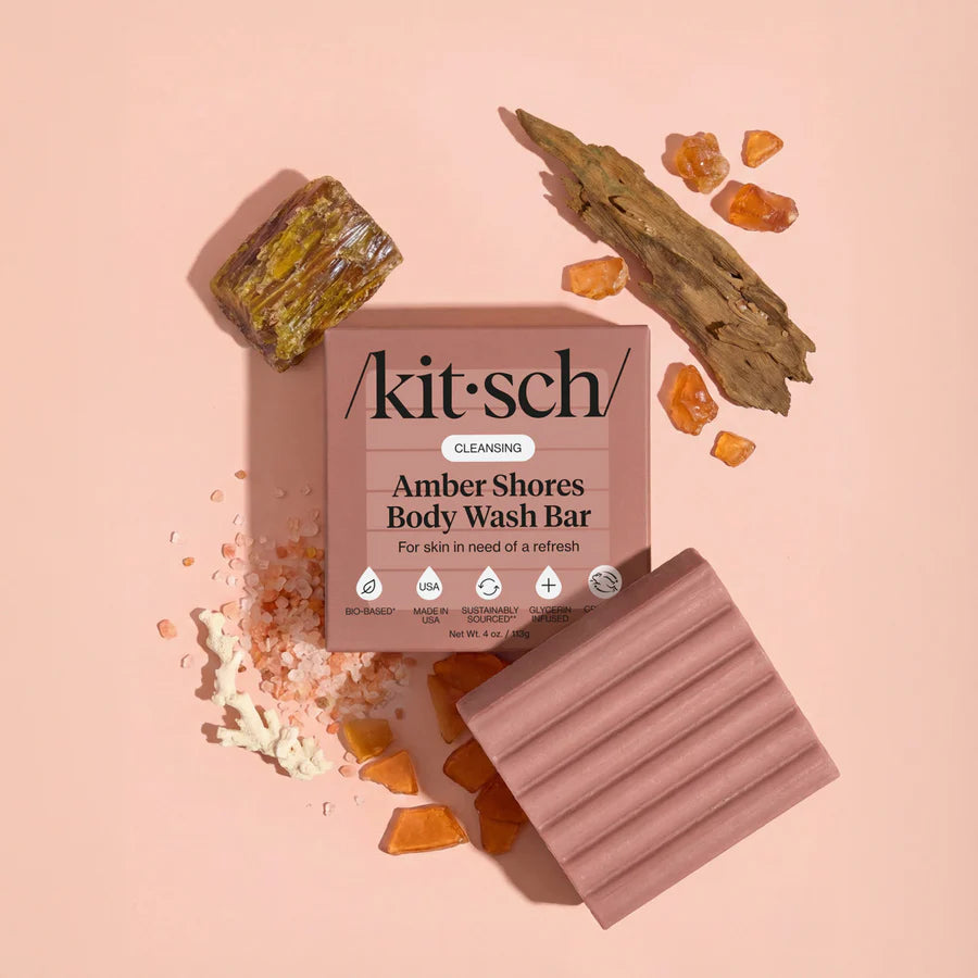Kitsch Amber Shores kropsvask bar med naturlige ingredienser og woody aquatic duft