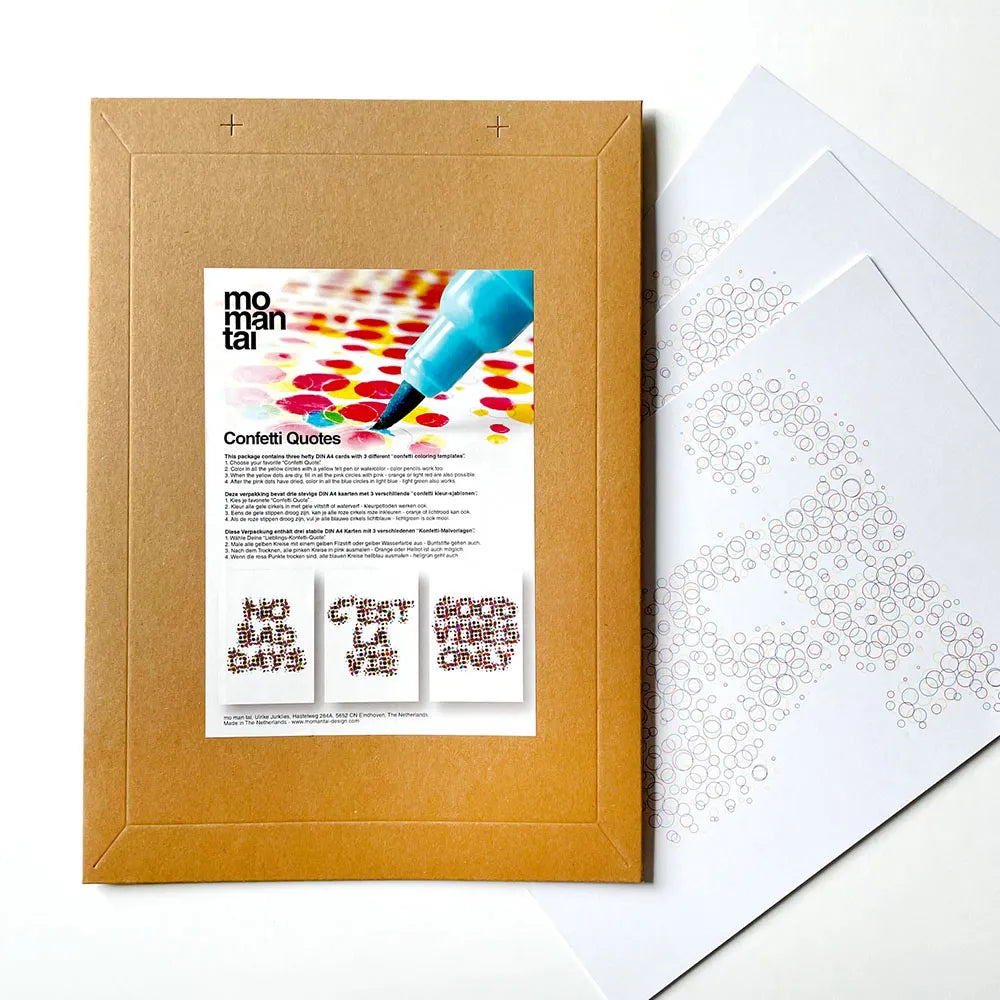 DIY kunst- og craft kit med citater, inklusiv farvelægningsark og dekorationsmaterialer