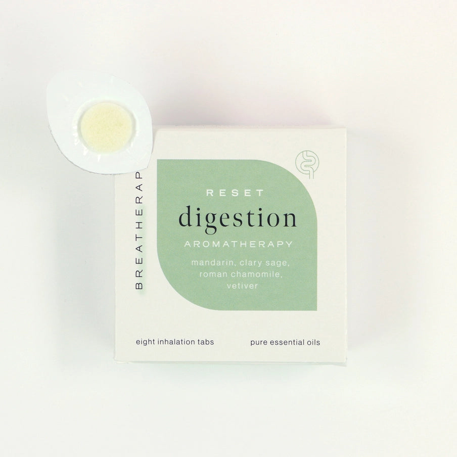 Aromaterapi Plaster - Reset & Digestion aromaterapi plaster (3 stk) i hvid æske med grøn etikette