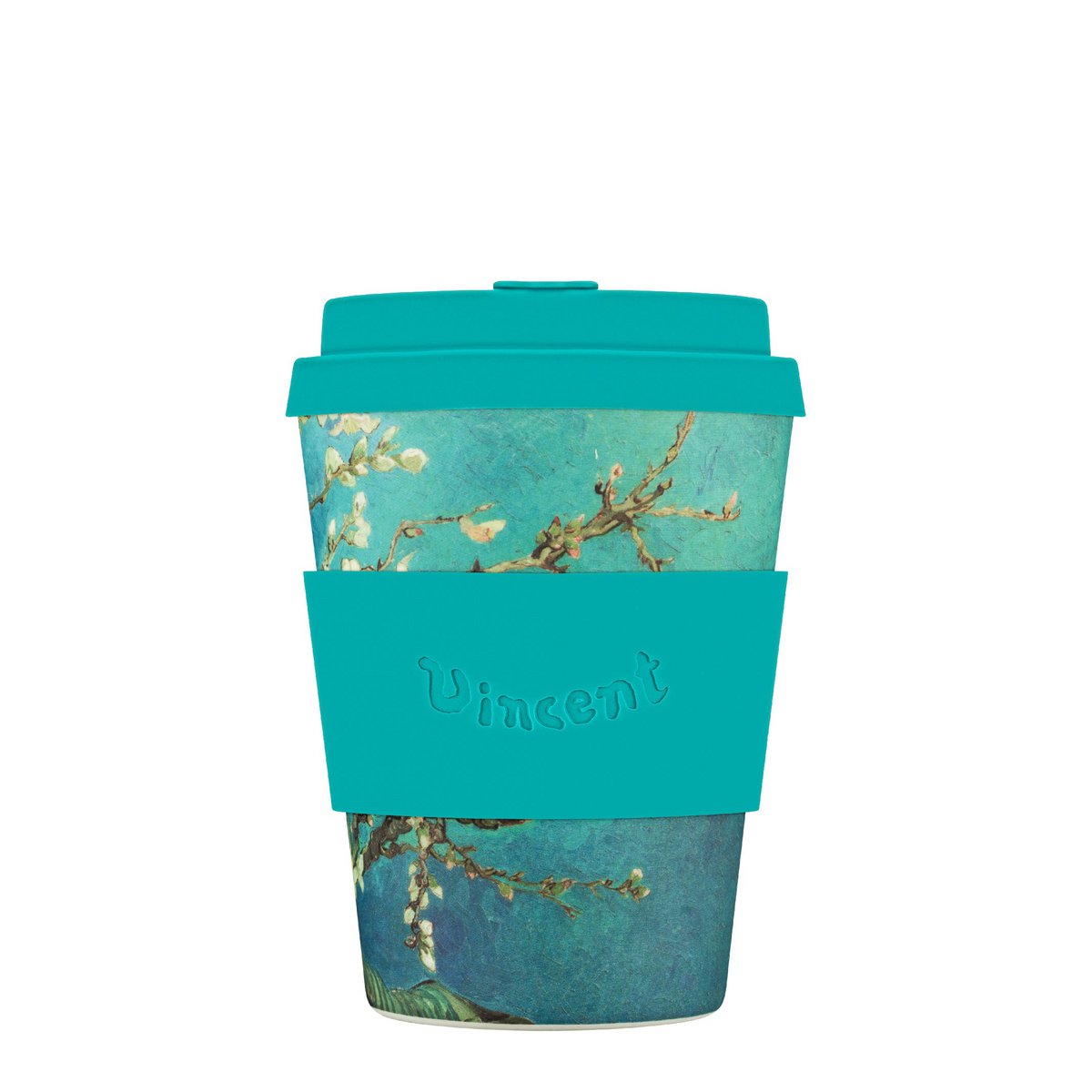 Ecoffee Cup med farverigt kunstnerisk design og tilpasset til miljøvenligt køkken