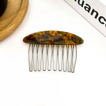 Fransk hårkam comb clip – acetat & metal i mørkebrun