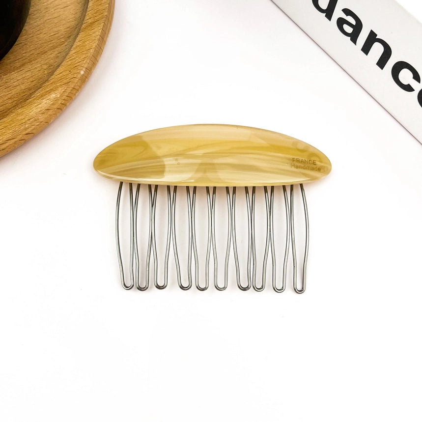 Fransk hårkam comb clip – acetat & metal i beige