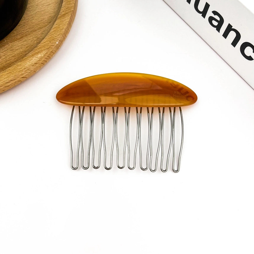 Fransk hårkam comb clip – acetat & metal i brunt tortoise