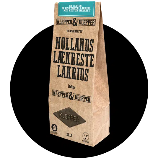 Gourmet lakrids med keltisk havsalt i emballage