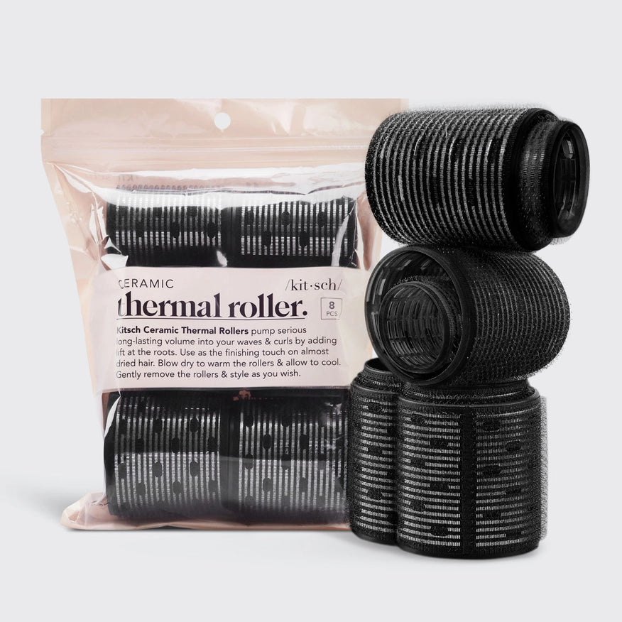 Pakke med sorte keramiske varmefri curlers til hårpleje