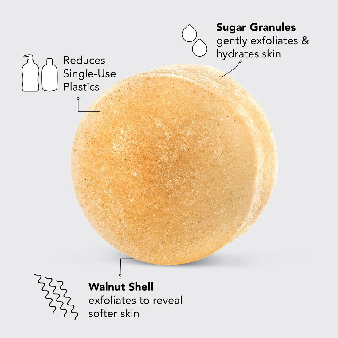 Eksfolier og plej huden med KITSCH Body Scrub Bar. Sukker, kokosolie & white tea-duft giver blød, glat og strålende hud – bæredygtig & vegansk.