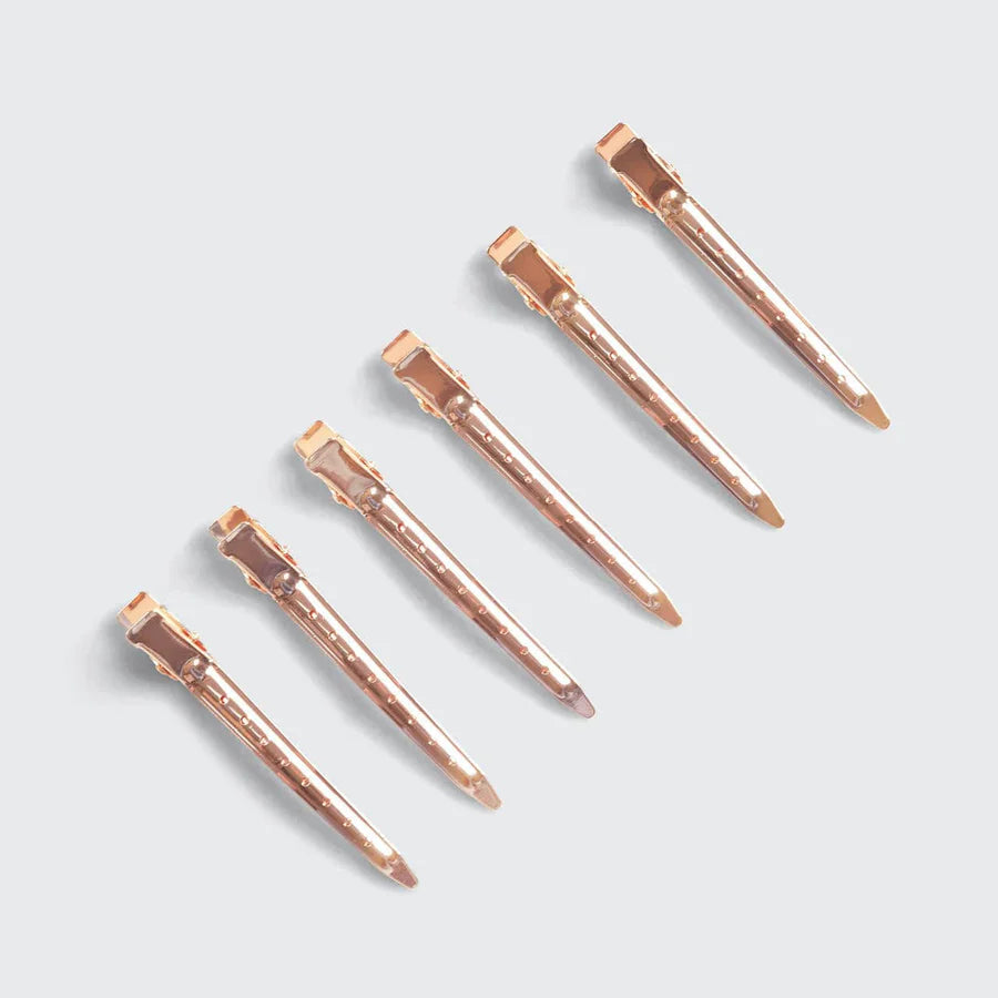 Rose gold hårklemmer til styling, 6 stk