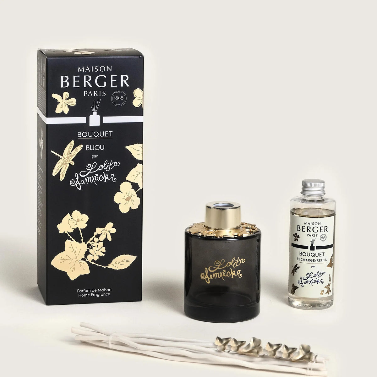 Maison Berger duftpinde med signaturduft i sort flakon og elegant emballage
