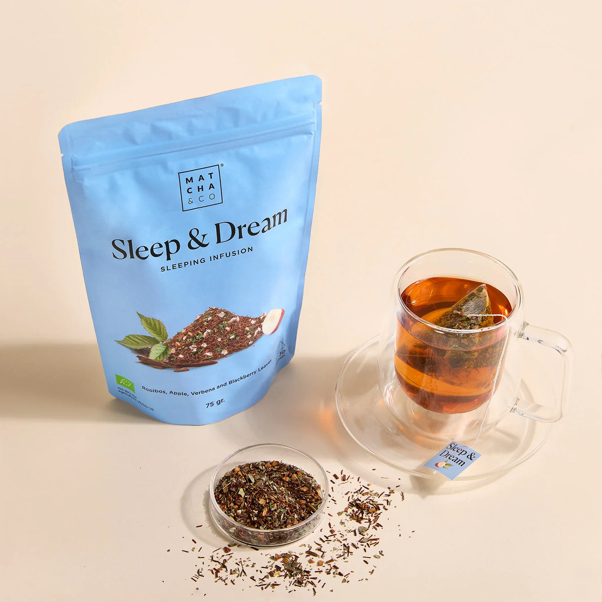 Koffeinfri aften te med rooibos og verbena i pose og teglas