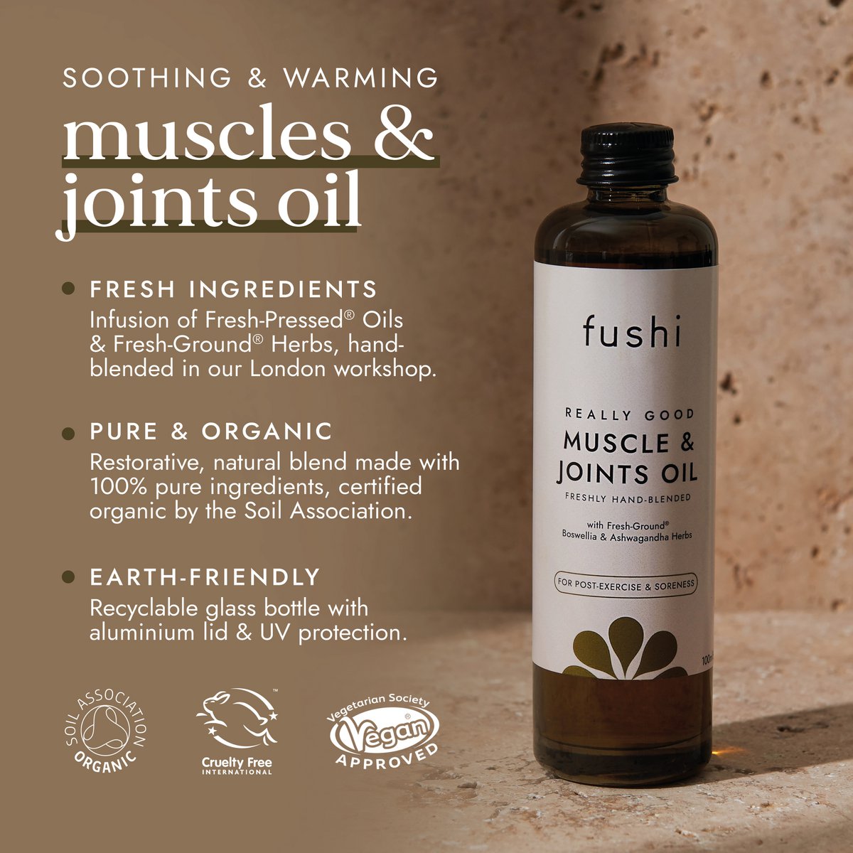 Muskel- & sportsolie med Ashwagandha, vegansk, naturlig massageolie