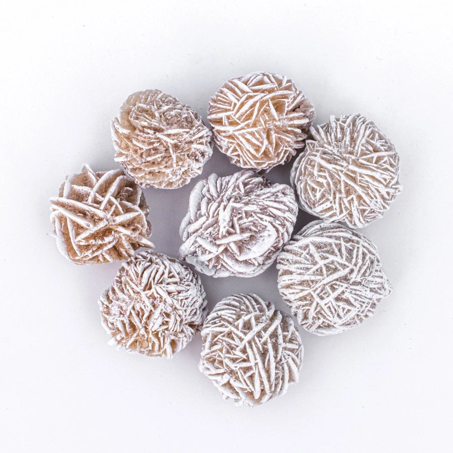 Sandrose kugle (Desert Rose) i hvid med krystal struktur til spirituel praksis