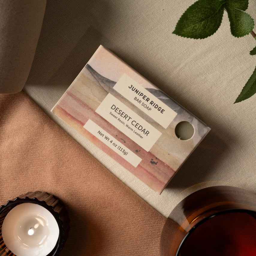 Bæredygtig sæbe emballage med Desert Cedar design, miljøvenligt produkt til bad og kropspleje