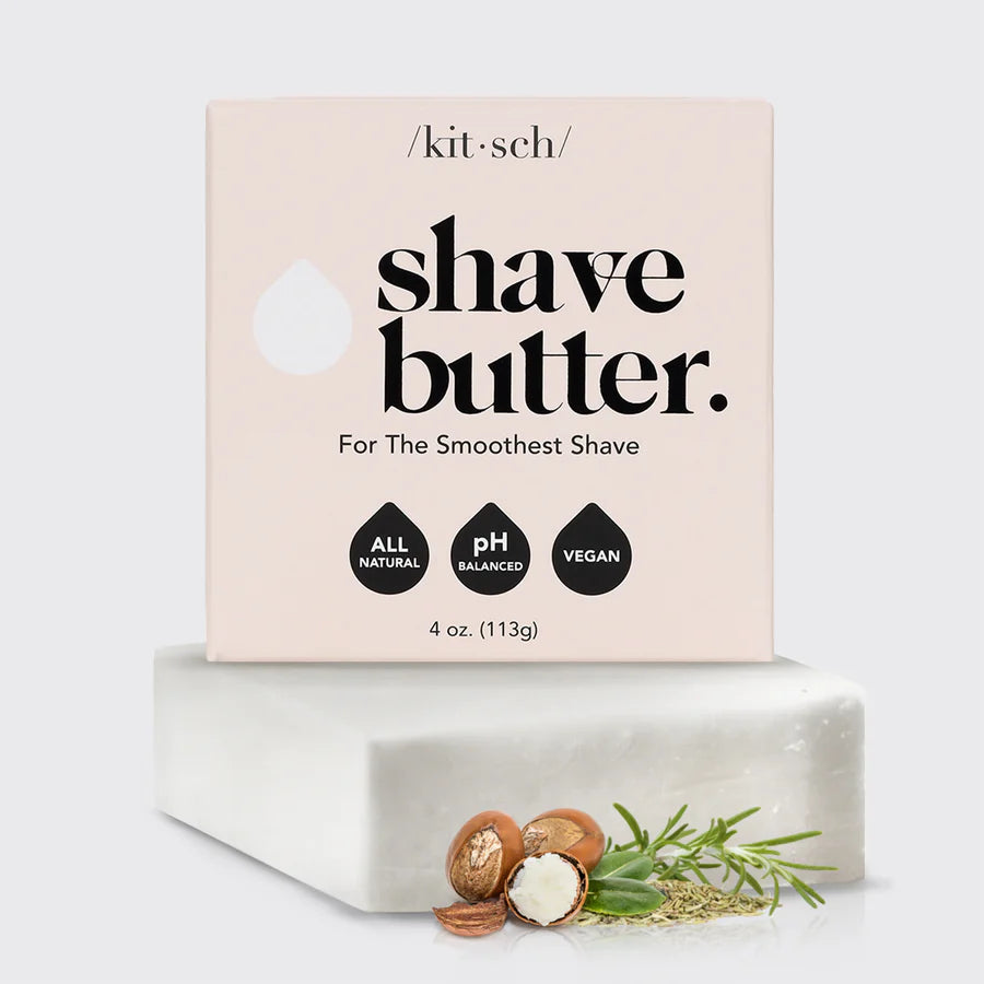 Blødgør & beskyt huden med KITSCH Shave Butter Bar. Fugtgivende barbersæbe med Shea Butter & Vitamin E – 100 % vegansk og plastikfri.