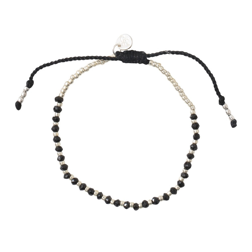 A Beautiful Story - Krystal Armbånd m. Black Onyx & Sølvperler