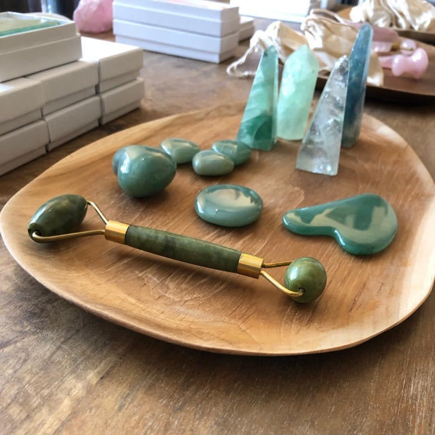Grøn Jade Gua Sha og ansigtsmassageværktøj til hudpleje