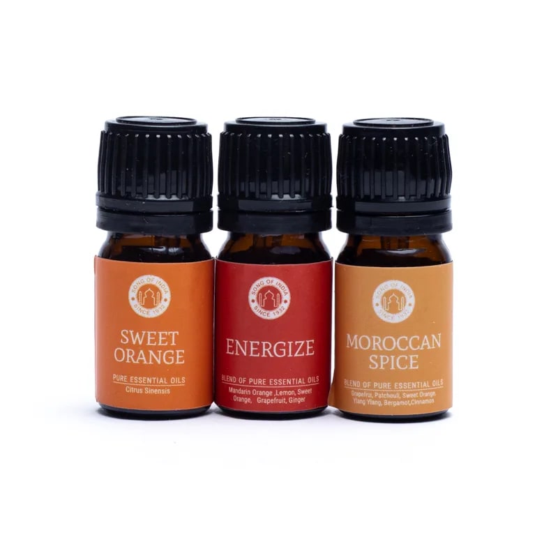 Citrus Blast Gaveæske m. æteriske olier - Sweet Orange, Energize & Moroccan Spice - Økologisk