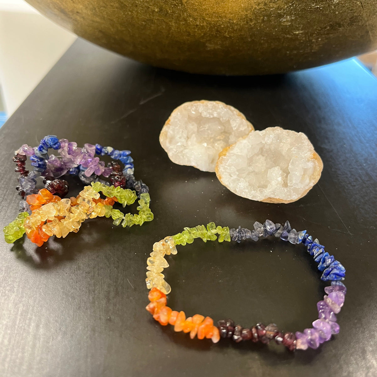 7 Chakra Armbånd - Chips Krystaller