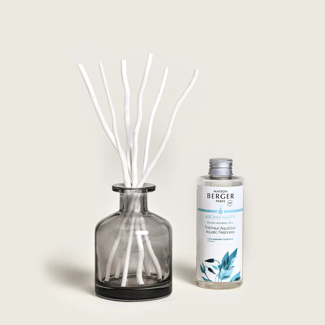 Maison Berger duftpinde med Aroma Happy i grå flakon