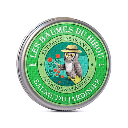 Bæredygtig økologisk salve med Owl Balm Garden logo