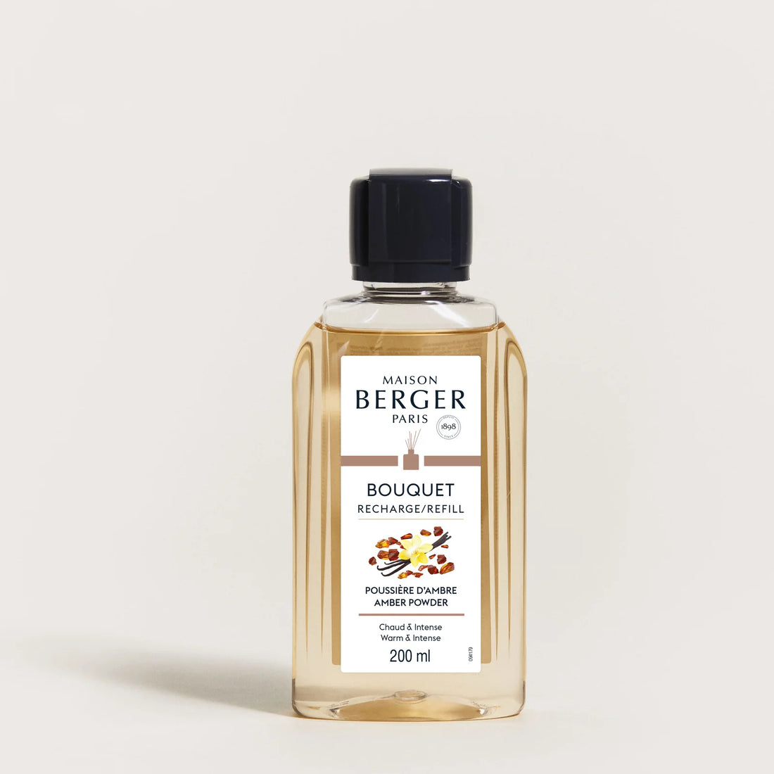 Maison Berger Amber Powder refill til duftpinde - elegant glasflaske med duftrefill til hjemmeduft