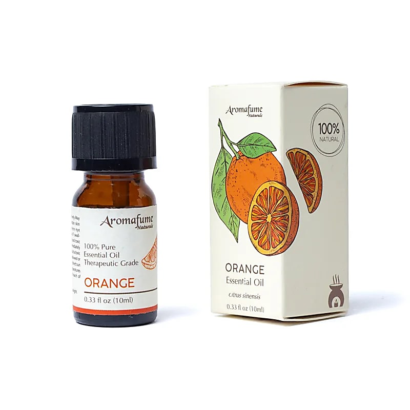 Appelsinolie æterisk olie fra Aromafume i glasflaske og emballage