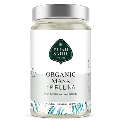 Økologisk spirulina ansigtsmaske fra Eliah Sahil i glasbeholder