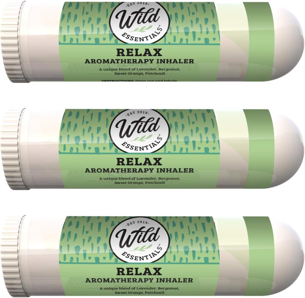 Næseinhalator med æteriske olier, Relax, 3-pak, naturlig lindring, stresslindring, aromaterapi