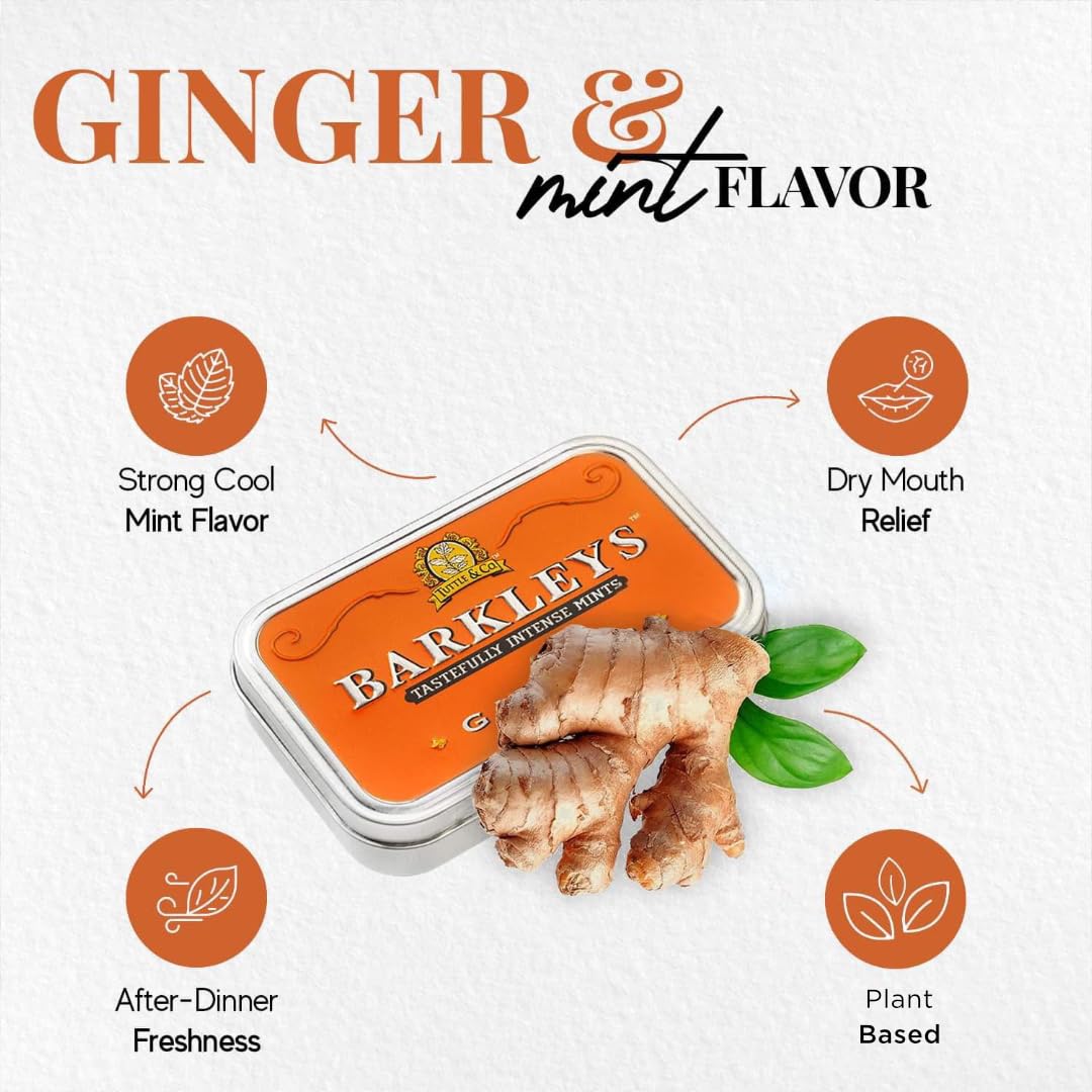 Ginger og mint smagslogo med Barkleys retro æske