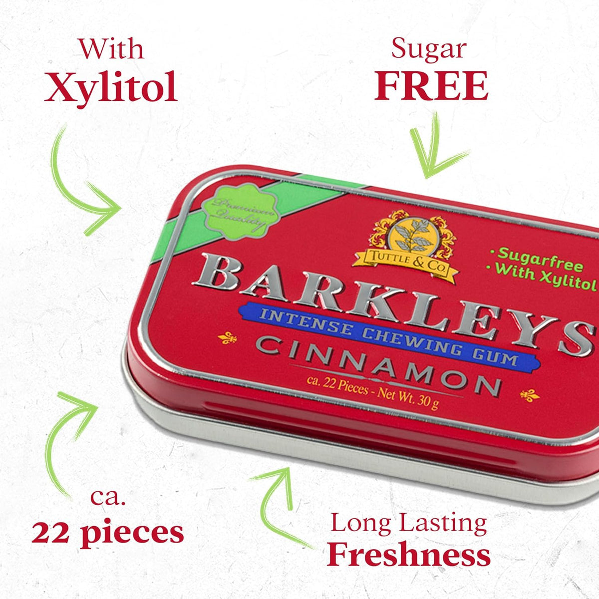 Retro æske med sukkerfri tyggegummi, Barkleys, med Xylitol, i rød metalboks, gourmet slik, sukkerfri tyggegummi
