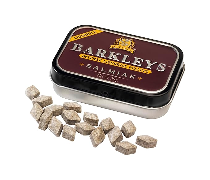 Barkleys salmiak lakrids i retro æske med intens lakrids pastiller