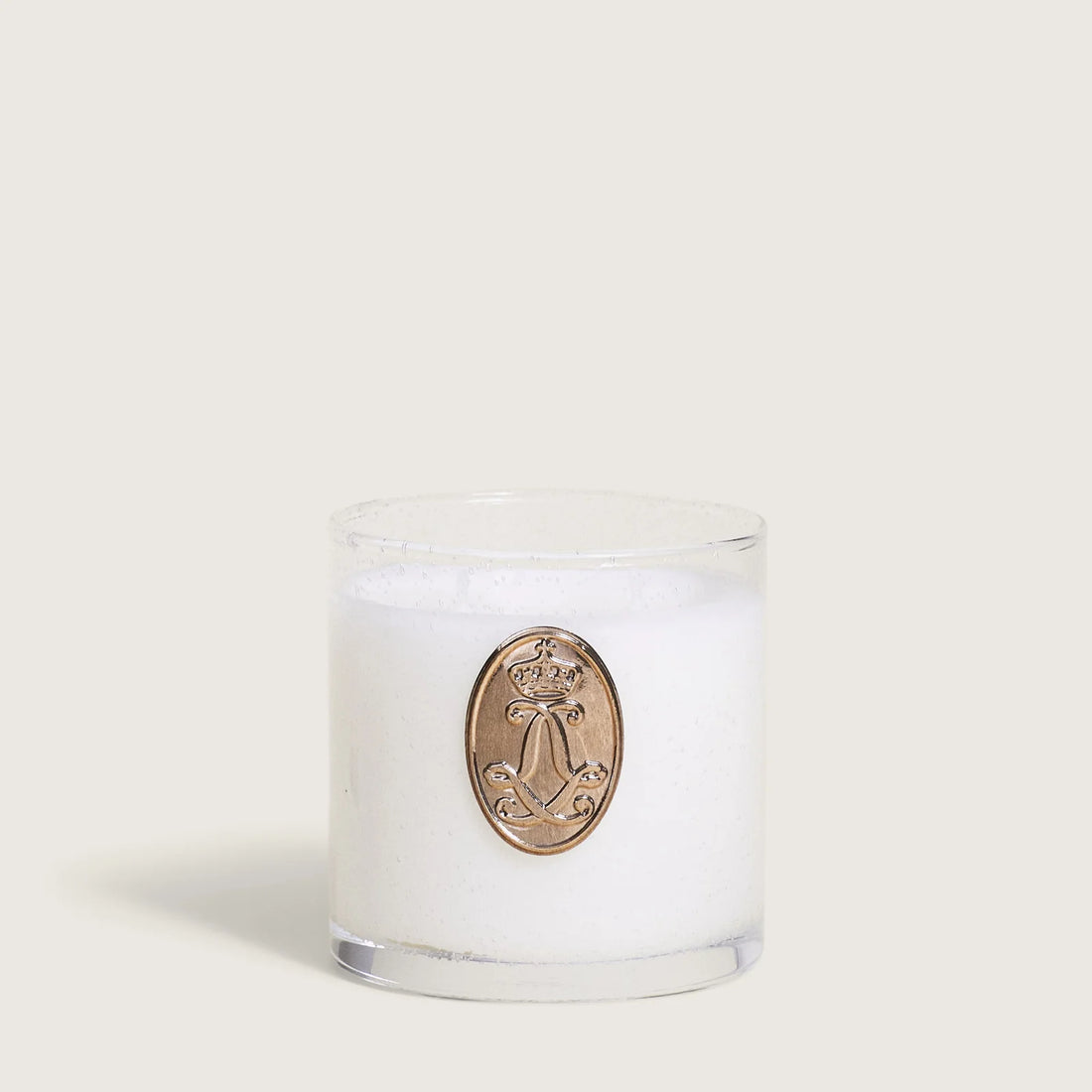 Luksus duftlys i mundblæst glas med kongelig emblem, hjemmedekoration