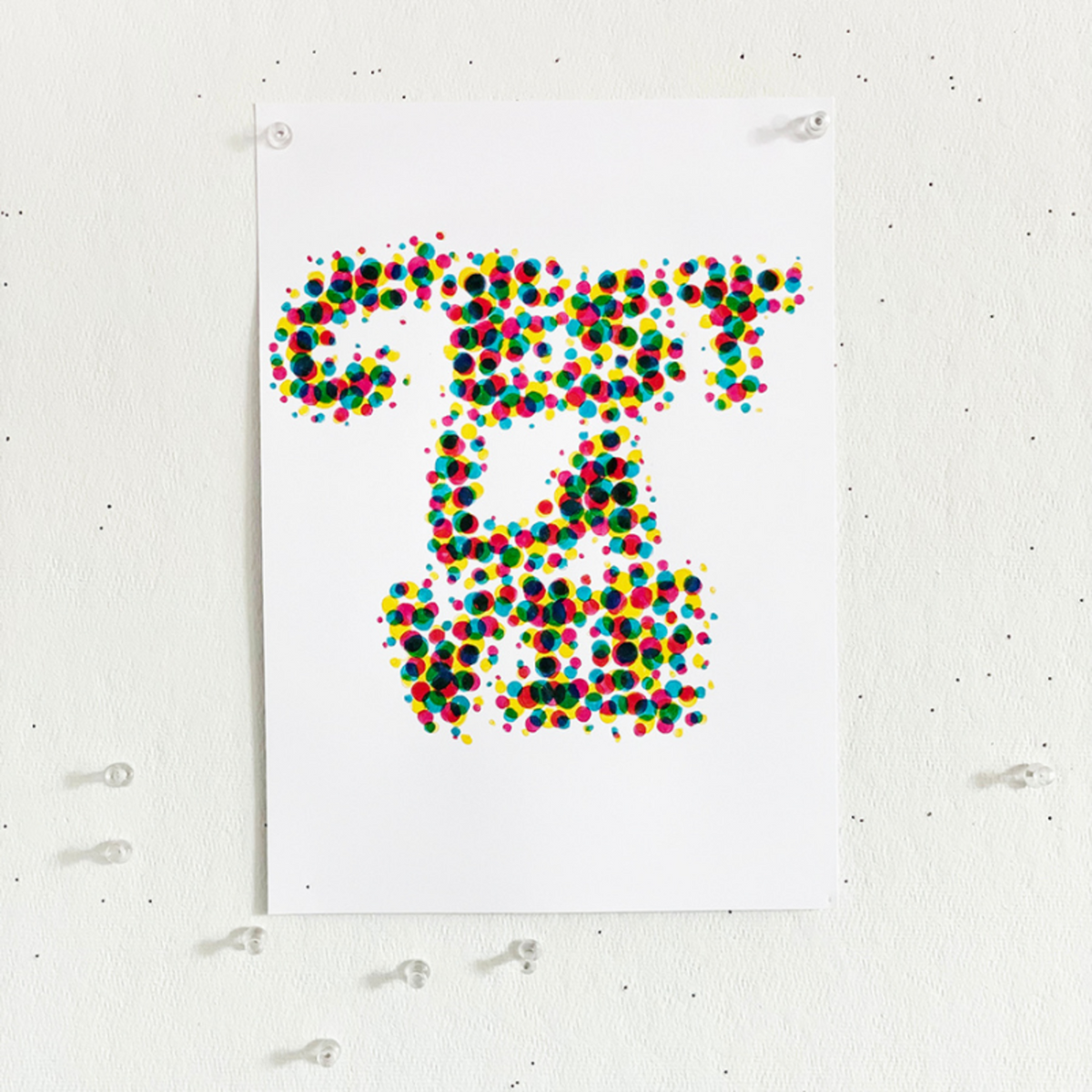 Farvet dot kunstprint, kreativ hobby, mindfulness, arts &amp; crafts