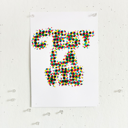 Farvet dot kunstprint, kreativ hobby, mindfulness, arts &amp; crafts