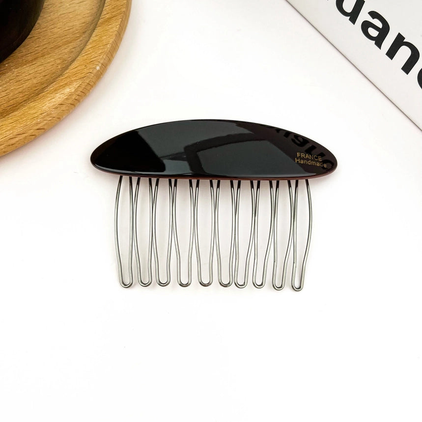 Fransk hårkam comb clip – acetat &amp; metal i sort