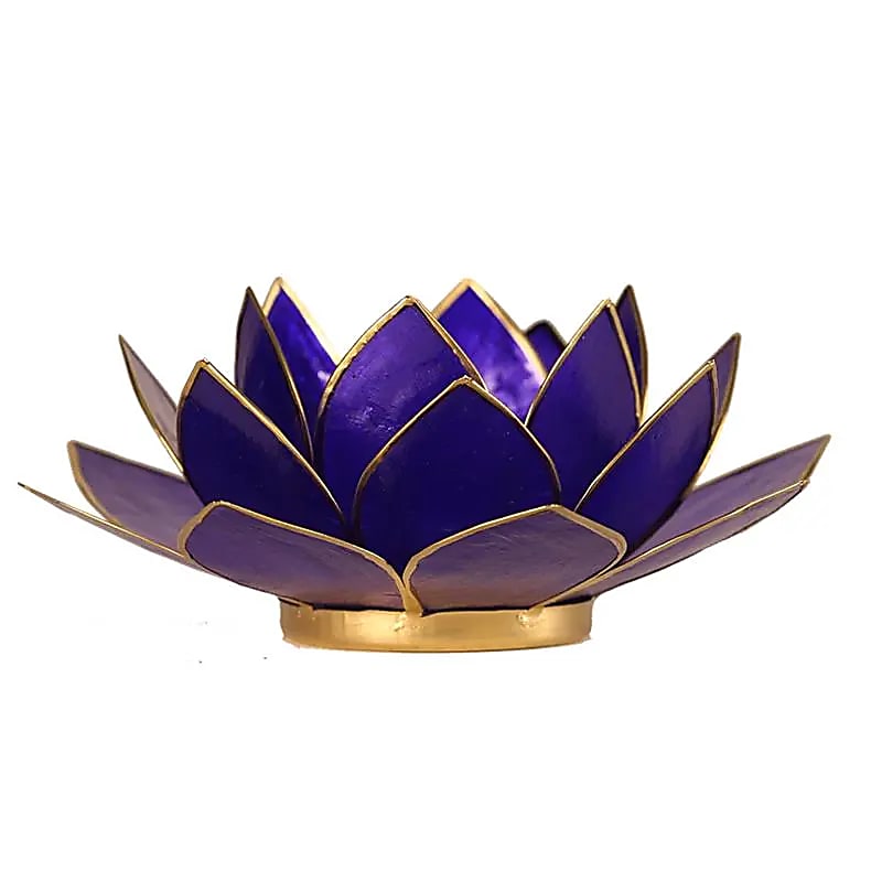 Lilla lotus lysestage i glas med guldkant til boligindretning