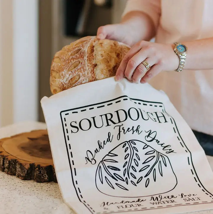 Brød i logo-illustration på stofpose