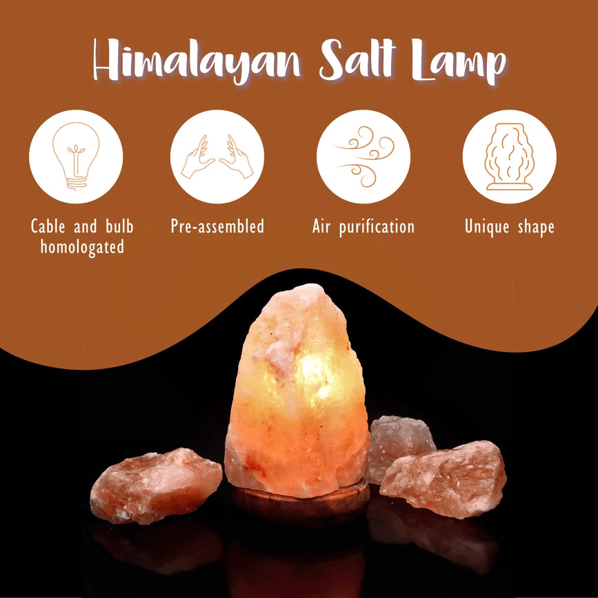 Himalaya saltlampe med lys og kabel til soveværelse