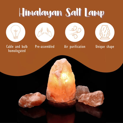 Himalaya saltlampe med lys og kabel til soveværelse