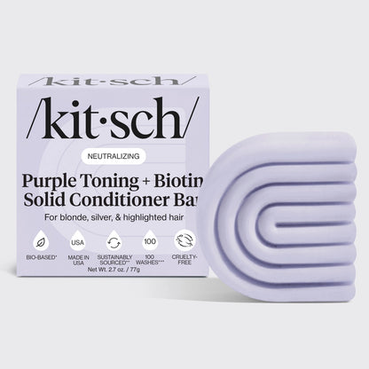 Purple conditioner bar med biotin. Neutraliserer gule toner &amp;amp; styrker blondt og farvet hår. Vegansk, bæredygtig &amp;amp; plastikfri hårpleje fra KITSCH.