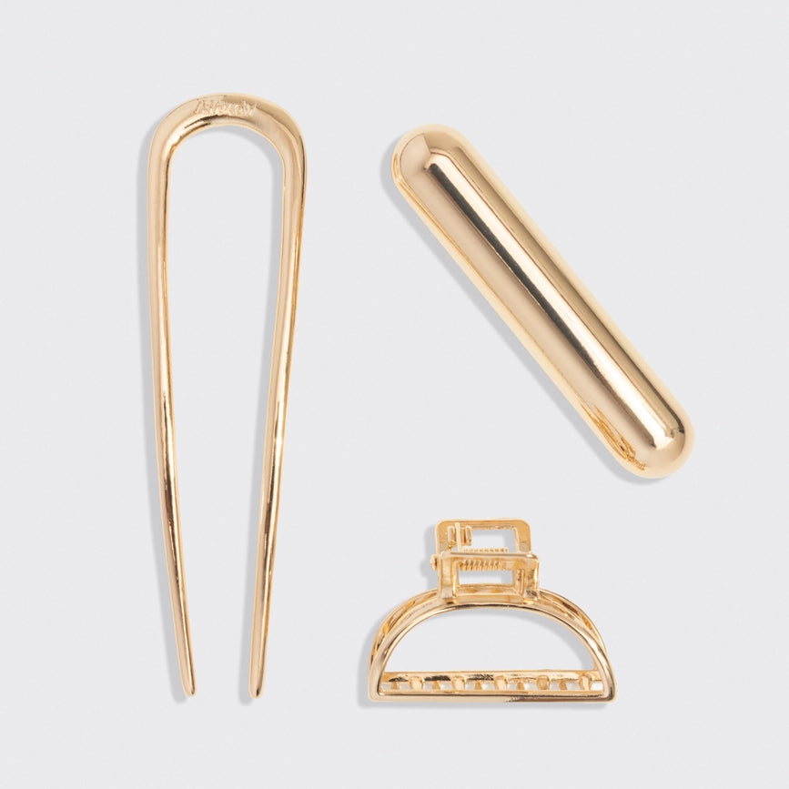Guld mini hårspænde og hårnål til styling