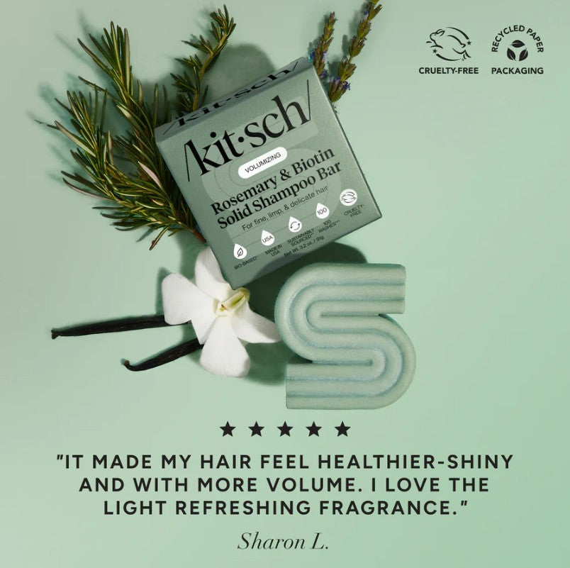 Kitsch shampoo &amp; balsam bar med rosmarin &amp; biotin, fyldigt hår, vegansk hårpleje