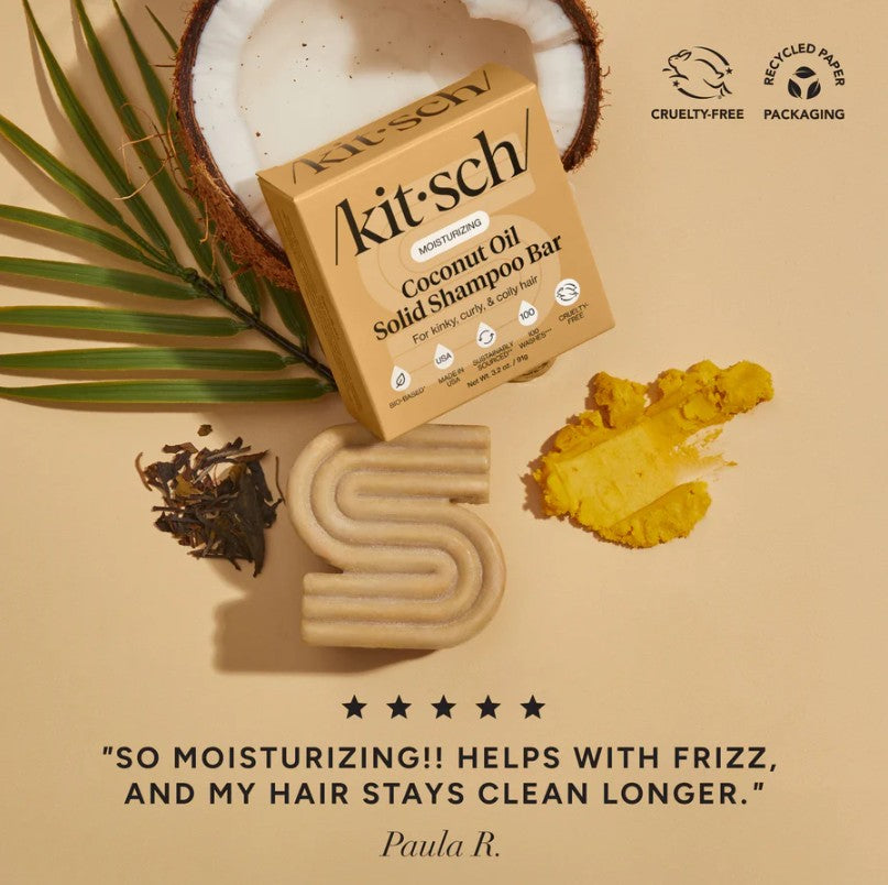 Kitsch kokosolie shampoo bar i emballage, miljøvenlig, fugtgivende hårpleje