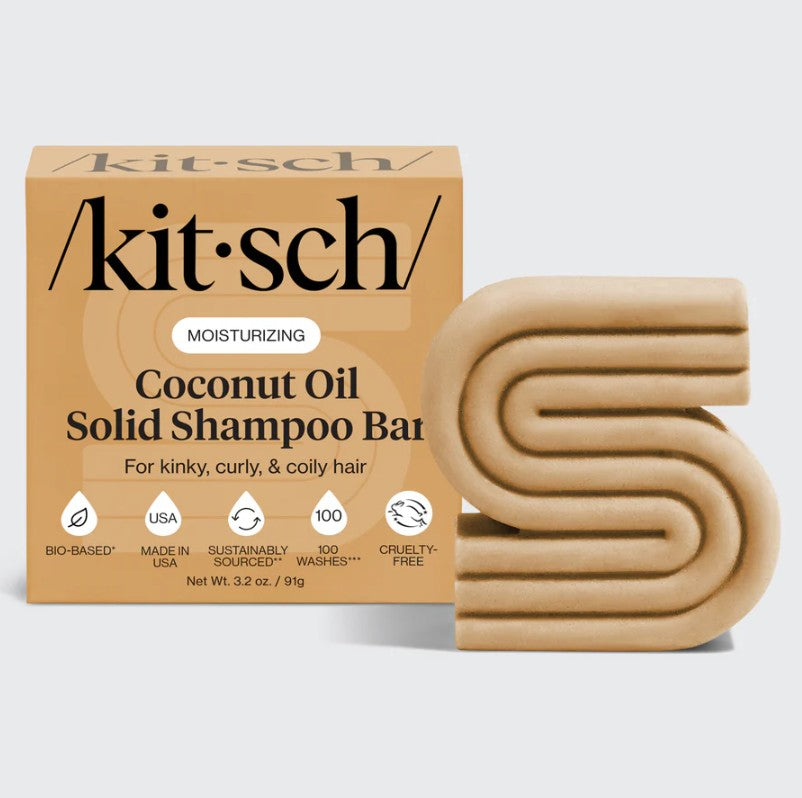 Kitsch kokosolie shampoo bar i emballage, blødgør tørt hår, sund skønhed