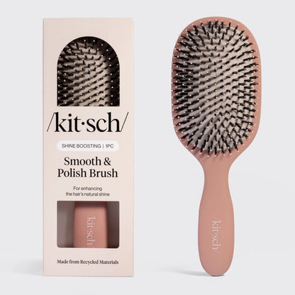 Kitsch hårbørste til glans og silkeblødt hår, sort paddle børste med veganske børstehår