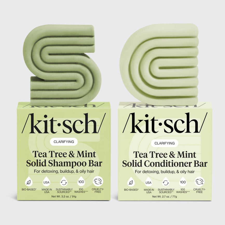 Kitsch shampoo & balsam bar med Tea Tree & Mint, bæredygtig hårpleje, fedtet hovedbund