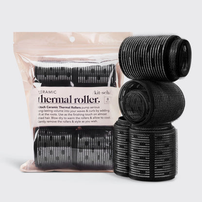 Pakke med sorte keramiske varmefri curlers til hårpleje