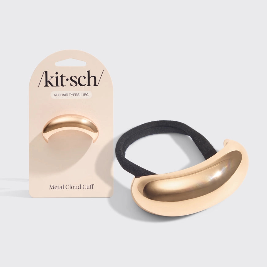 Guld hårelastik med metal cloud cuff til håraccessories