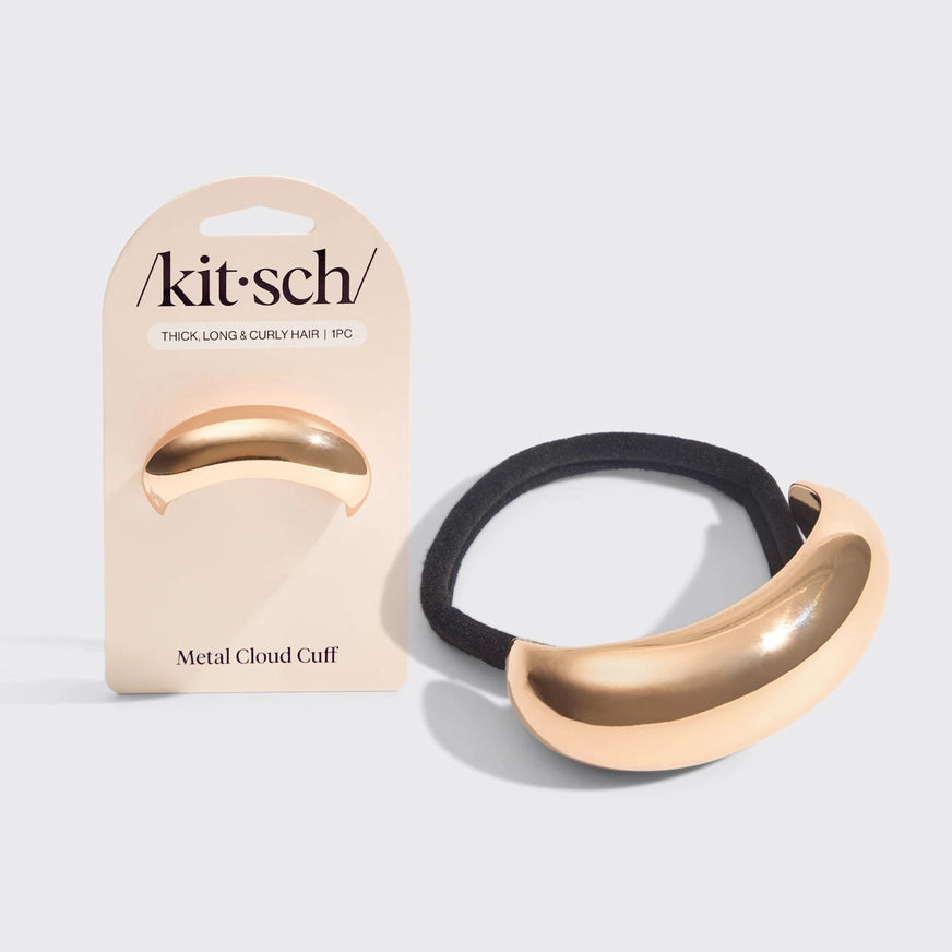 Elegant guld hårelastik med metal cloud cuff til hårpynt