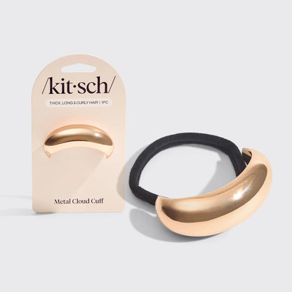 Elegant guld hårelastik med metal cloud cuff til hårpynt